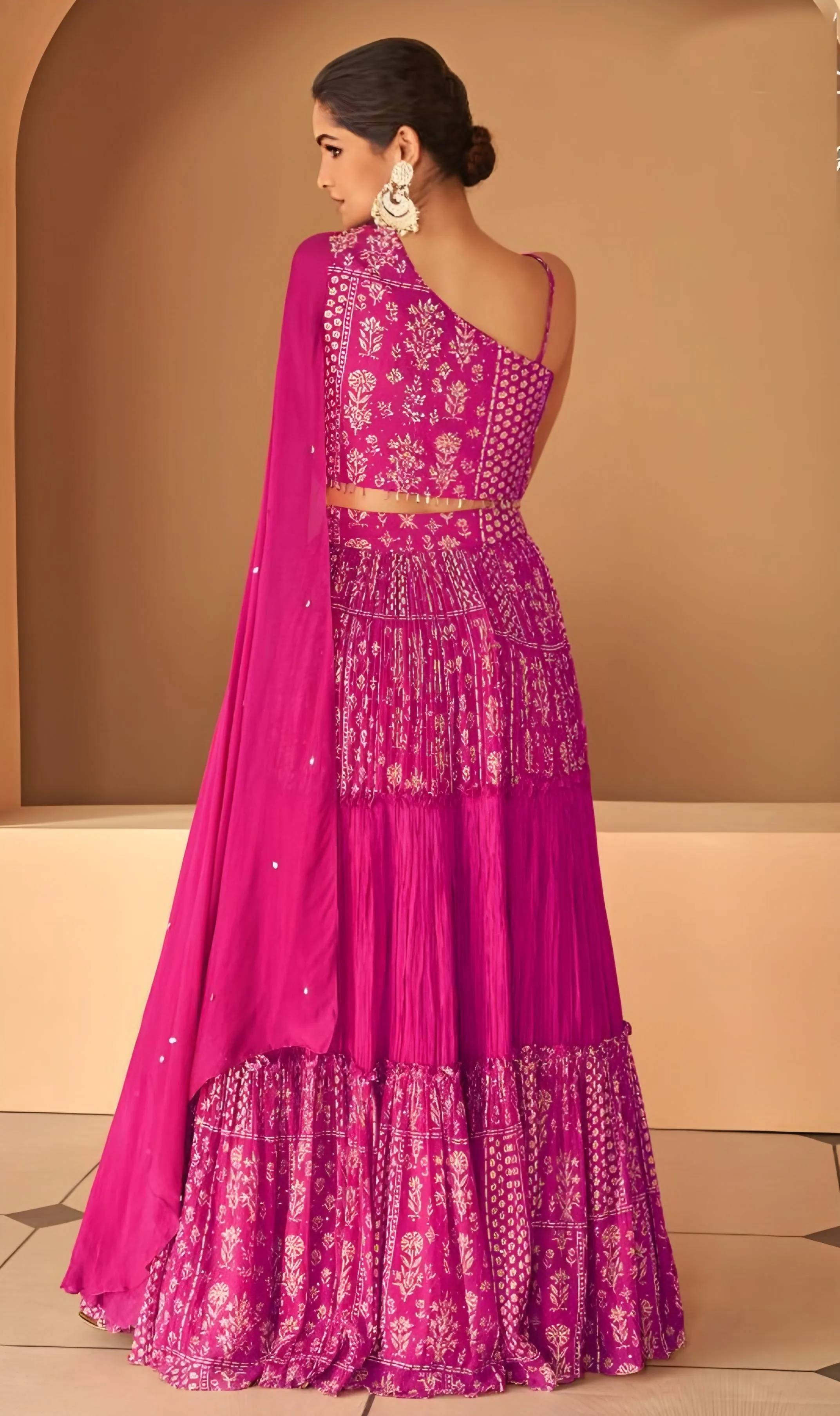 Embroidered Georgette Lehenga Choli Pink