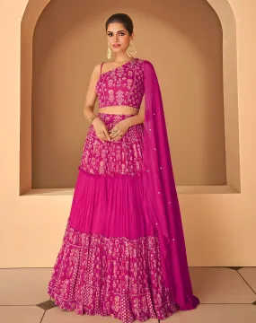 Embroidered Georgette Lehenga Choli Pink