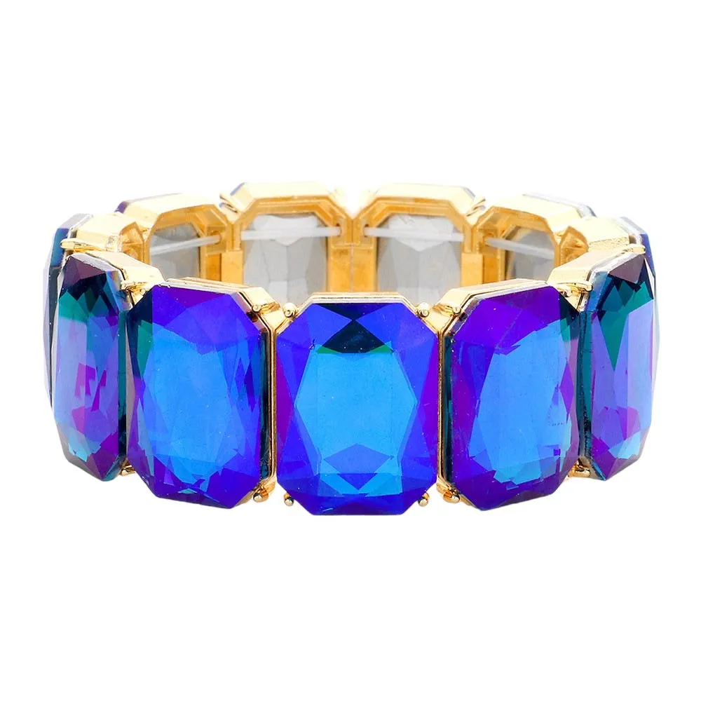 Emerald Cut Stone Stretch Evening Bracelet