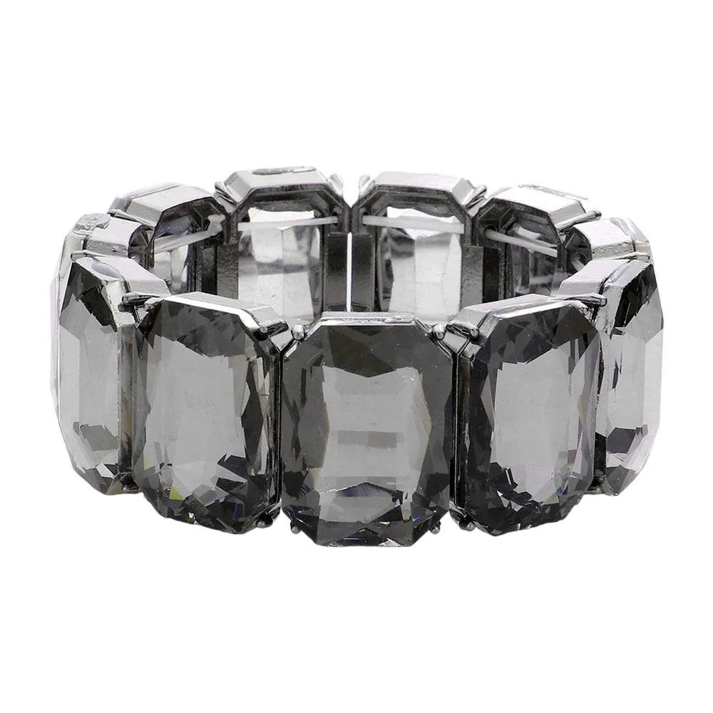 Emerald Cut Stone Stretch Evening Bracelet