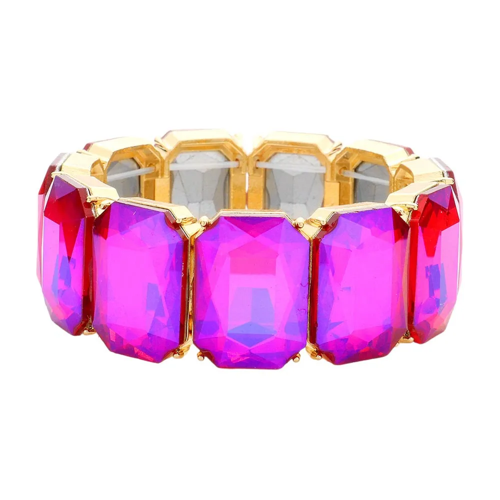 Emerald Cut Stone Stretch Evening Bracelet