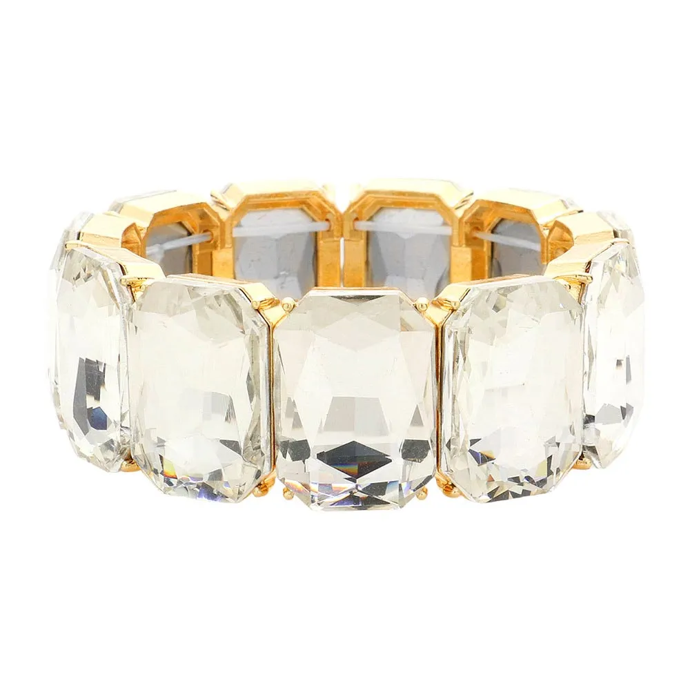 Emerald Cut Stone Stretch Evening Bracelet