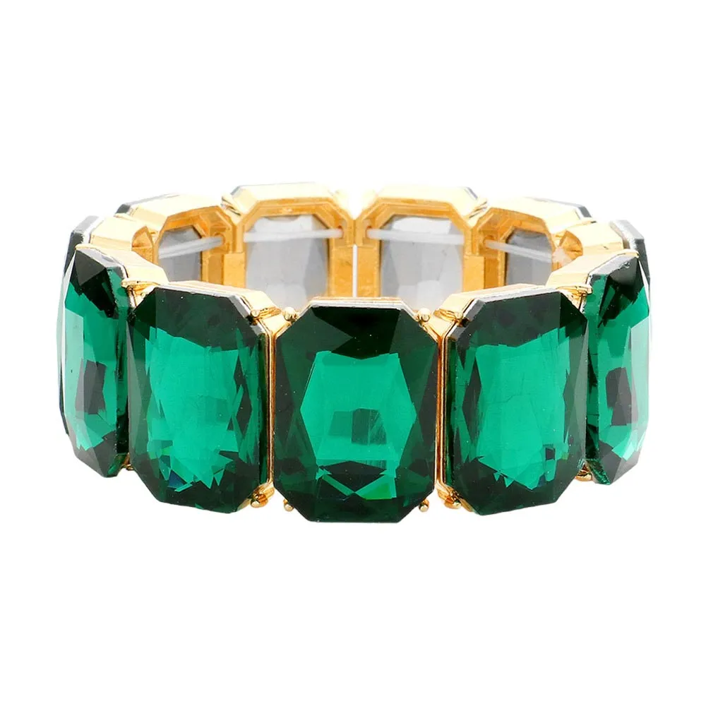 Emerald Cut Stone Stretch Evening Bracelet