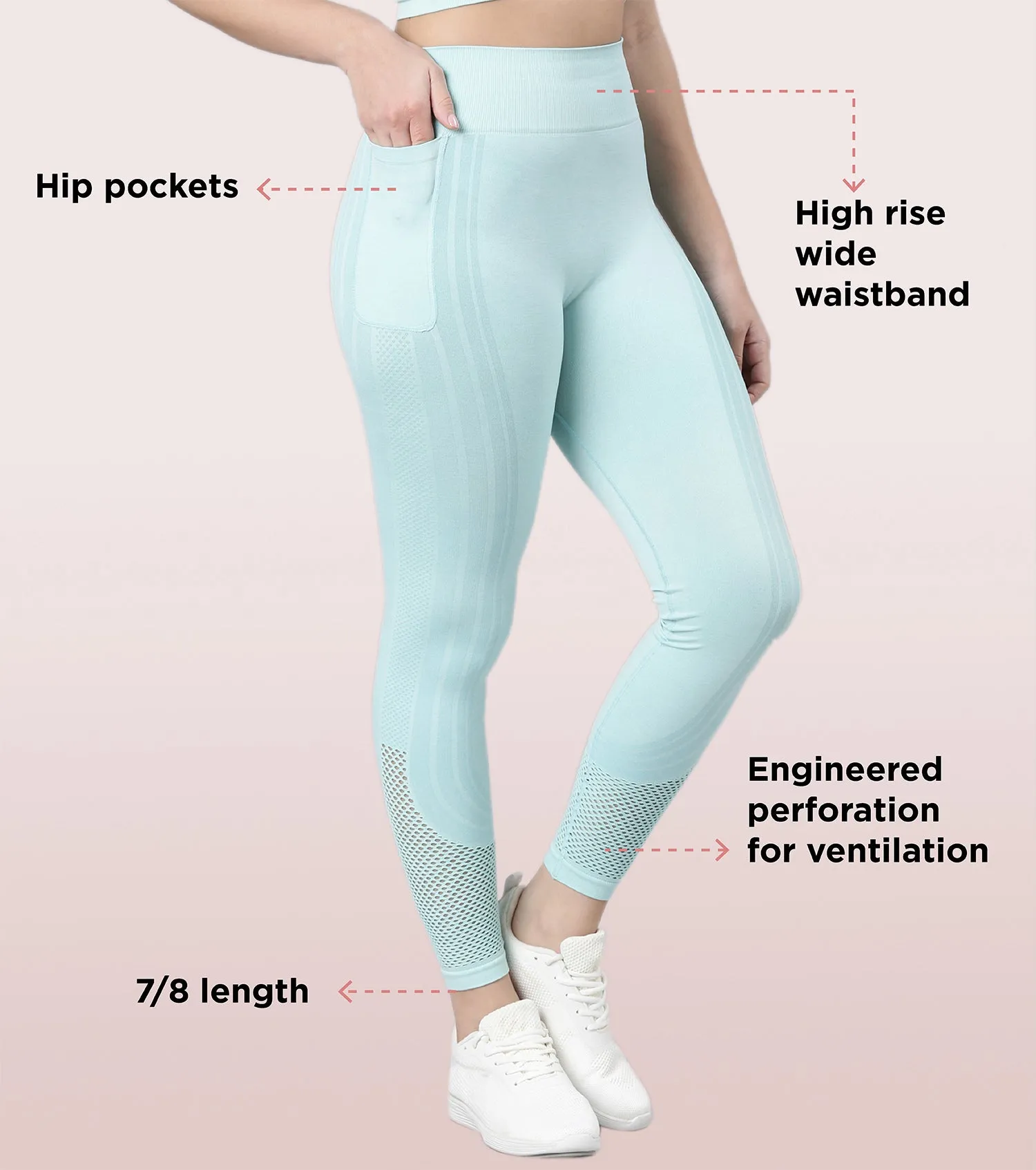 Enamor Dry Fit, High Waist Legging | Seamless Workout Legging With Perforation For Ventilation For Women | A604