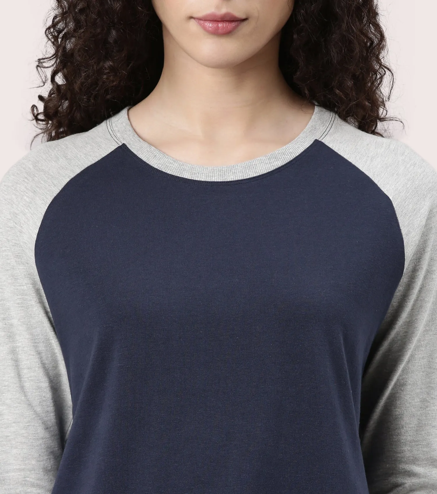 Enamor Long Sleeve Tee | Crew Neck Raglan Tee For Women | E307