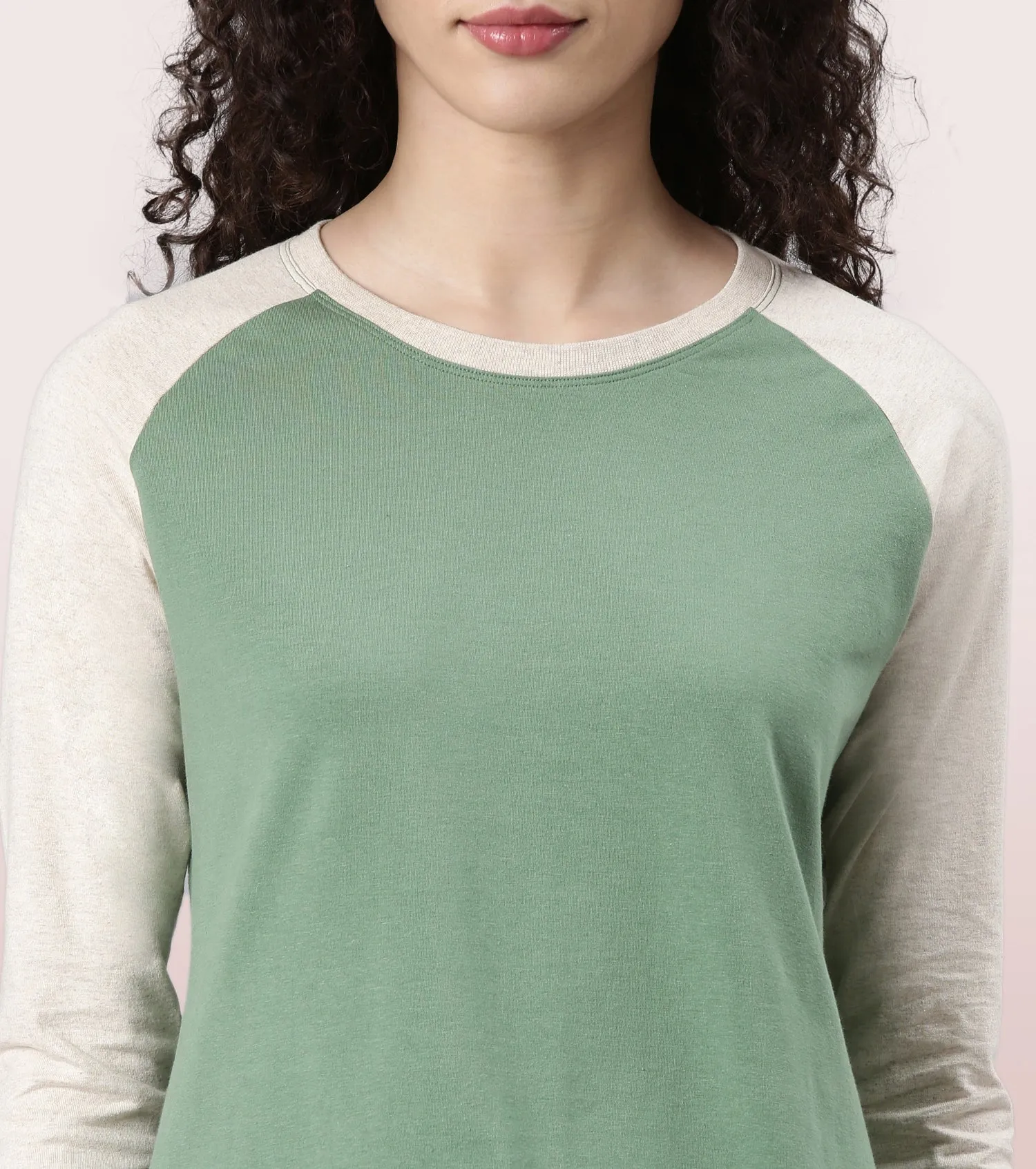 Enamor Long Sleeve Tee | Crew Neck Raglan Tee For Women | E307