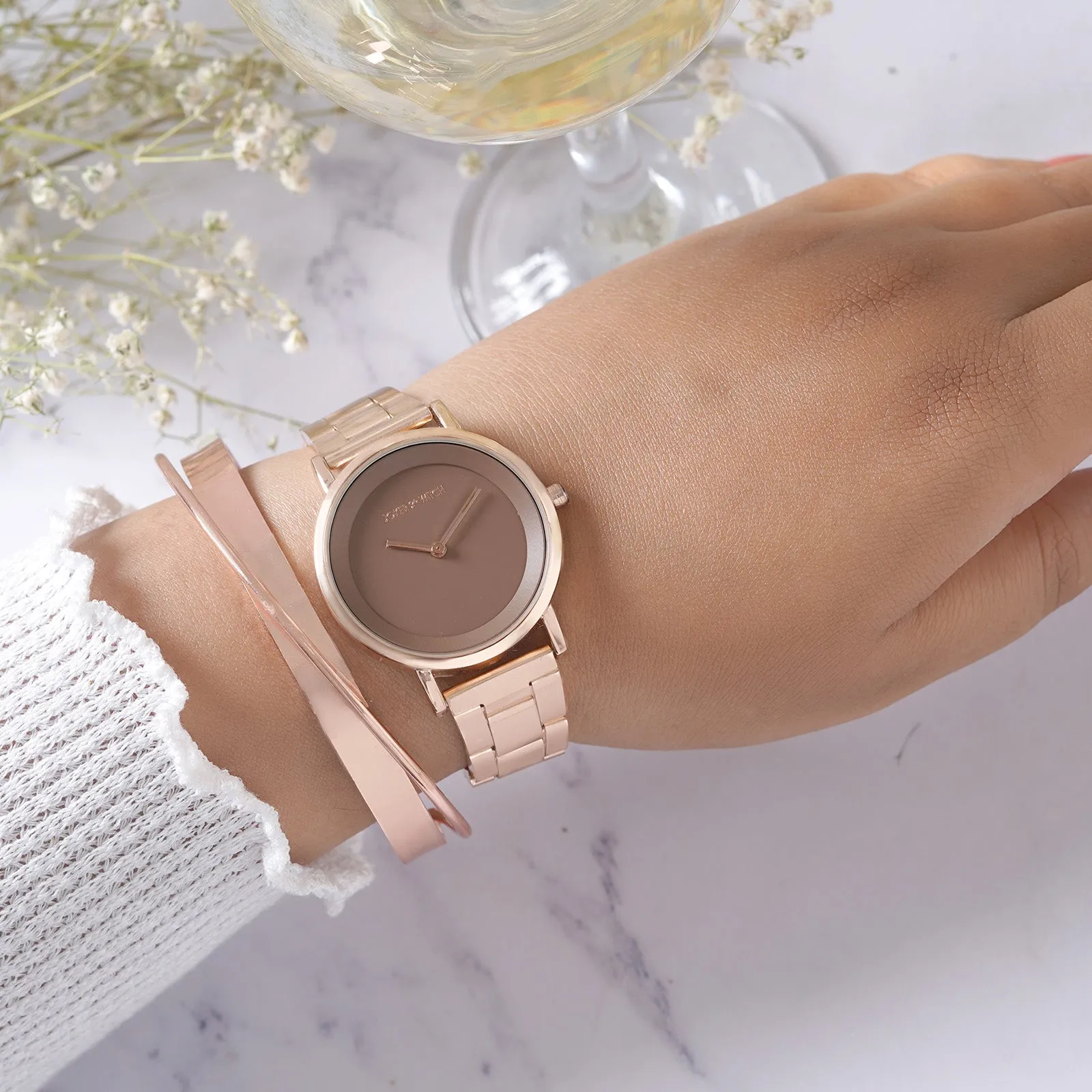 Estella Rose Gold Watch Bracelet Stack