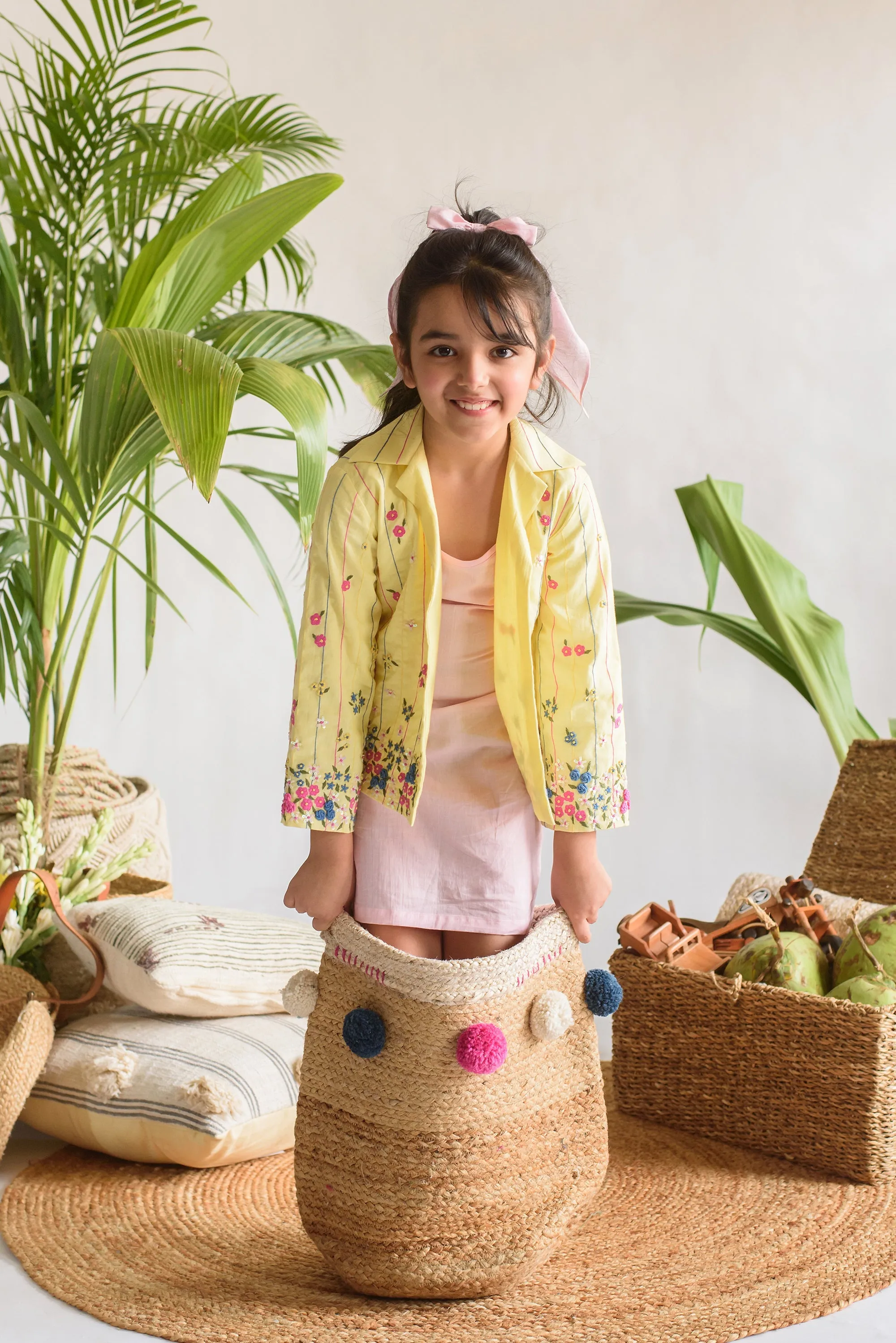 Floret Wheel- Thread Embroidered Jacket For Girls