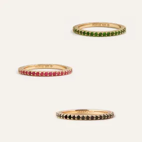 Gemstone Pavé Rings Set in 14kt Gold Over Sterling Silver