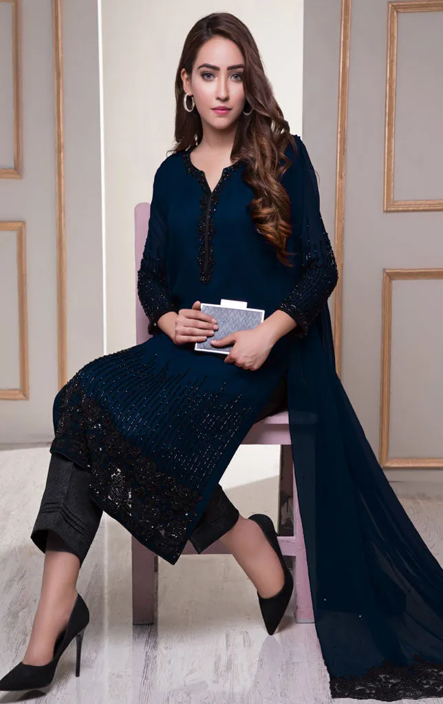 Handwork Embroidered Chiffon 3pc Suit | SHAHIZAIB Vol 2 | S743