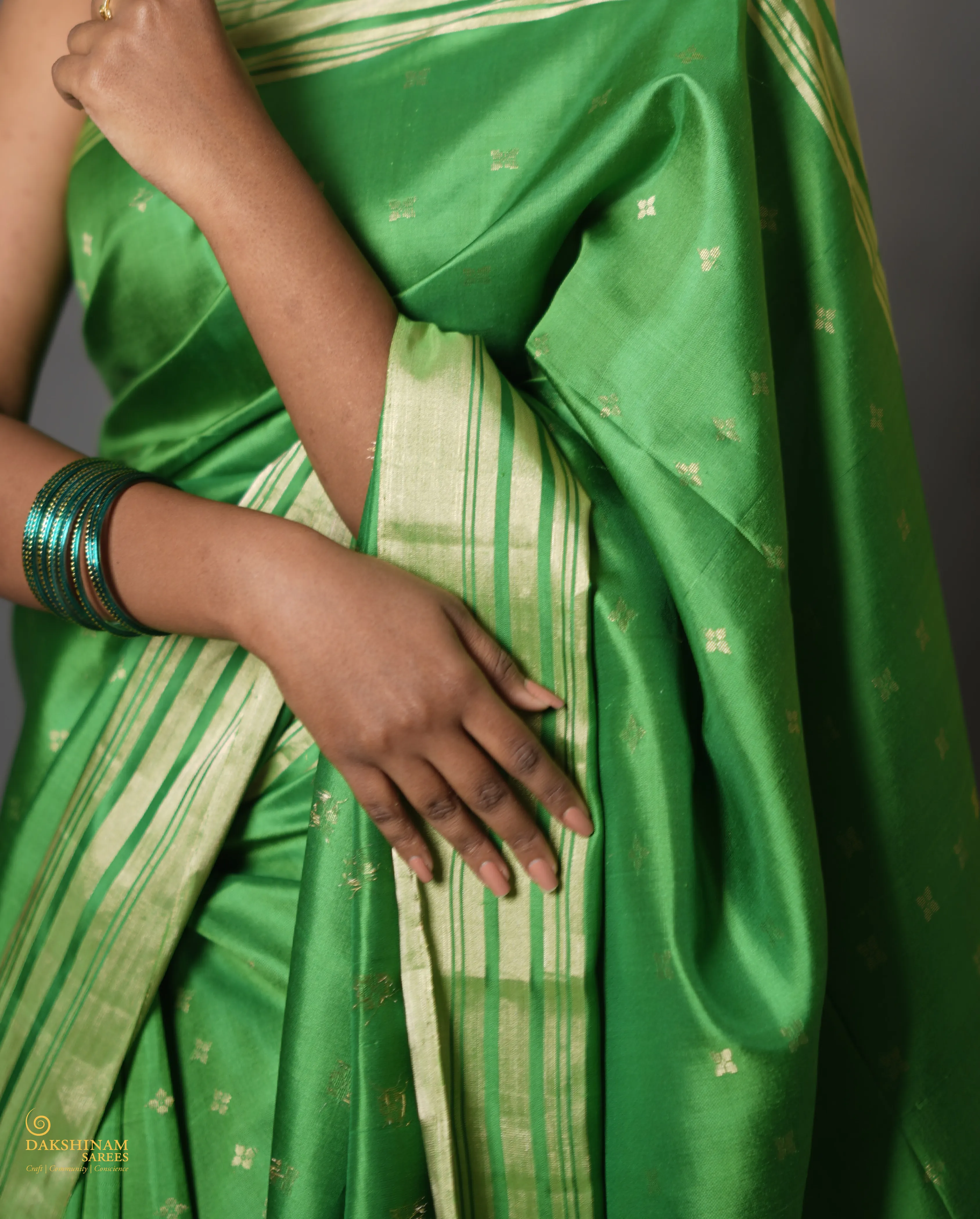 Handwoven Green Soft Silk Saree - 1646T009259DSC