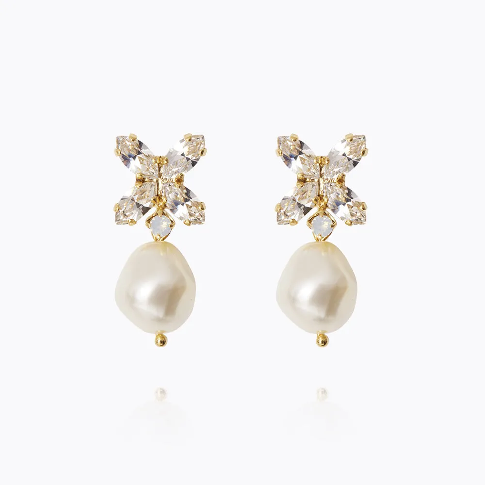 Honey Bee Earrings / Pearl   Crystal