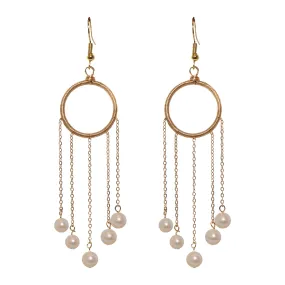 Hoop Cascade Pearl Earrings