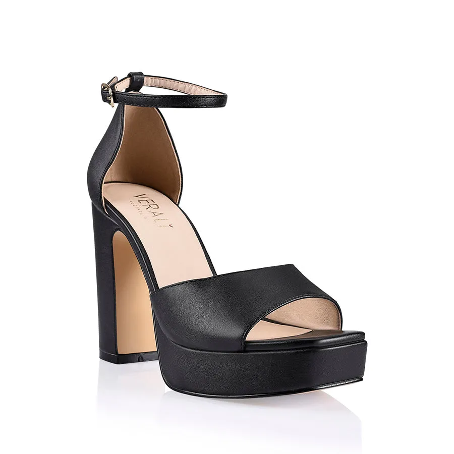 India Platform Heels - Black Smooth