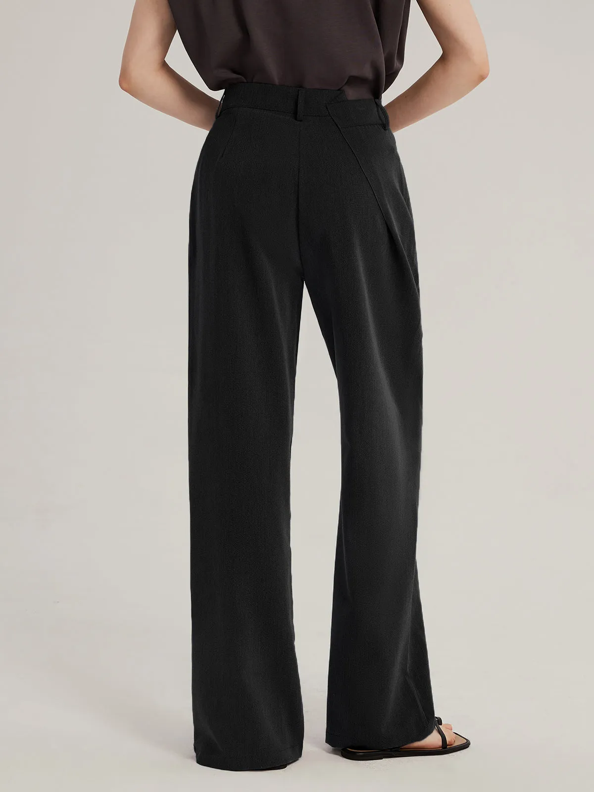 Irregular Waist Wide-Leg Suit Pants