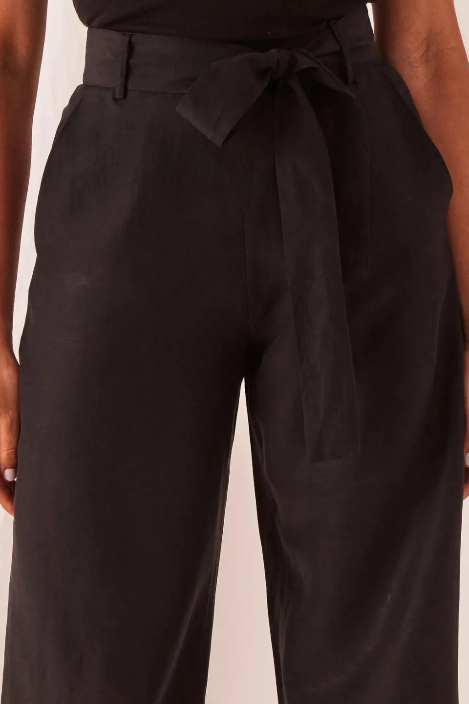 Ivy Cupro Black Tie Waist Pant