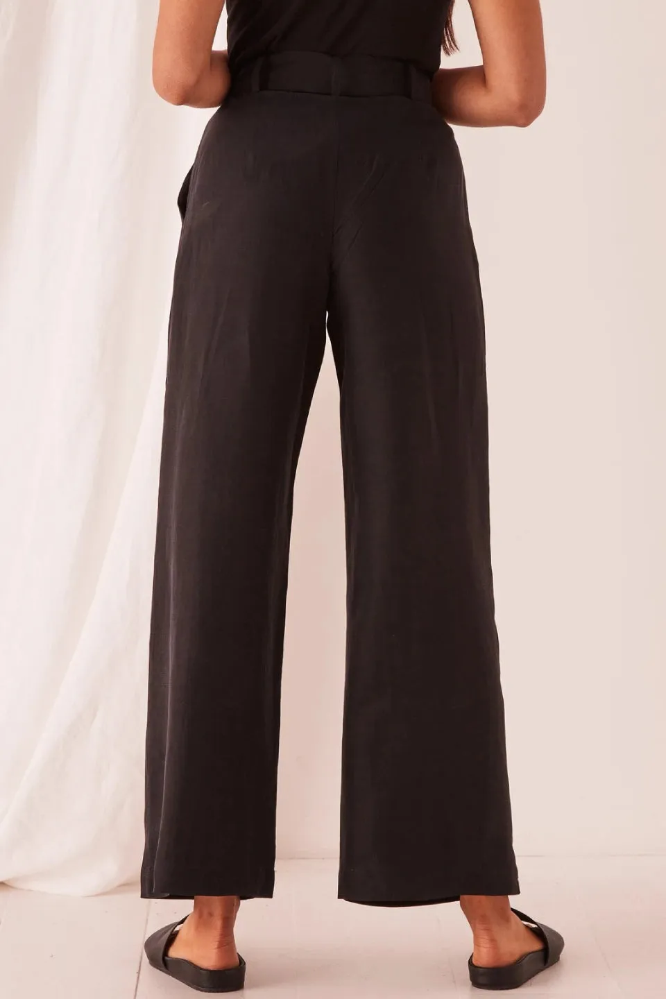 Ivy Cupro Black Tie Waist Pant