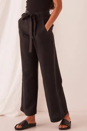 Ivy Cupro Black Tie Waist Pant