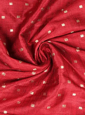 Jari Embroidery Maroon and Gold Silk Blend Fabric