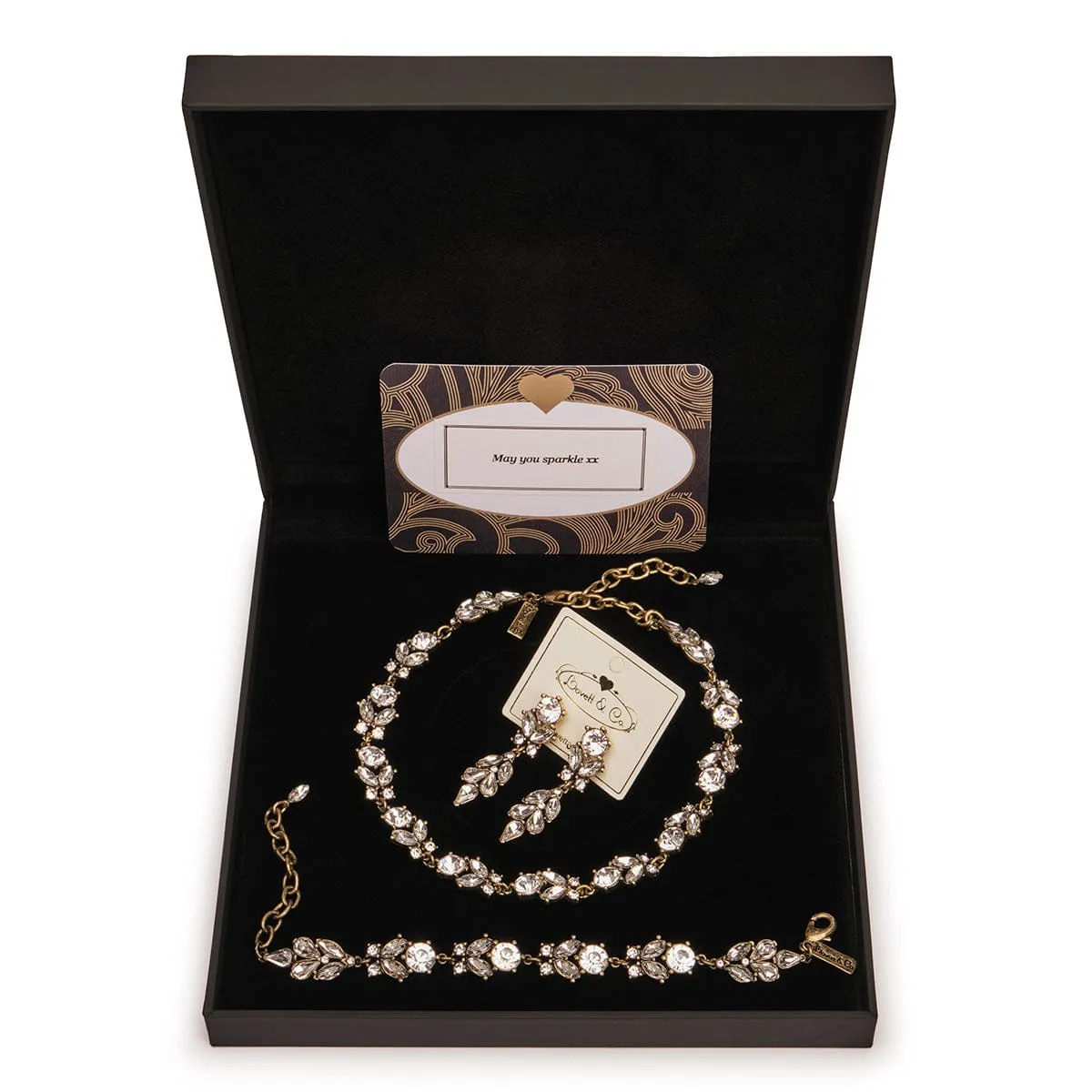 Jewellery Gift Set: Antique Crystal Earrings, Necklace & Bracelet Set- £12 Gift Box Free