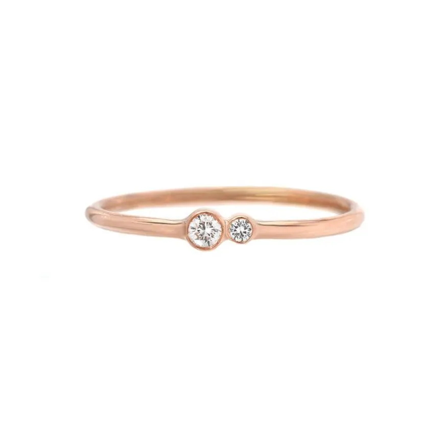 Kissing Diamonds Delicate Gold Ring