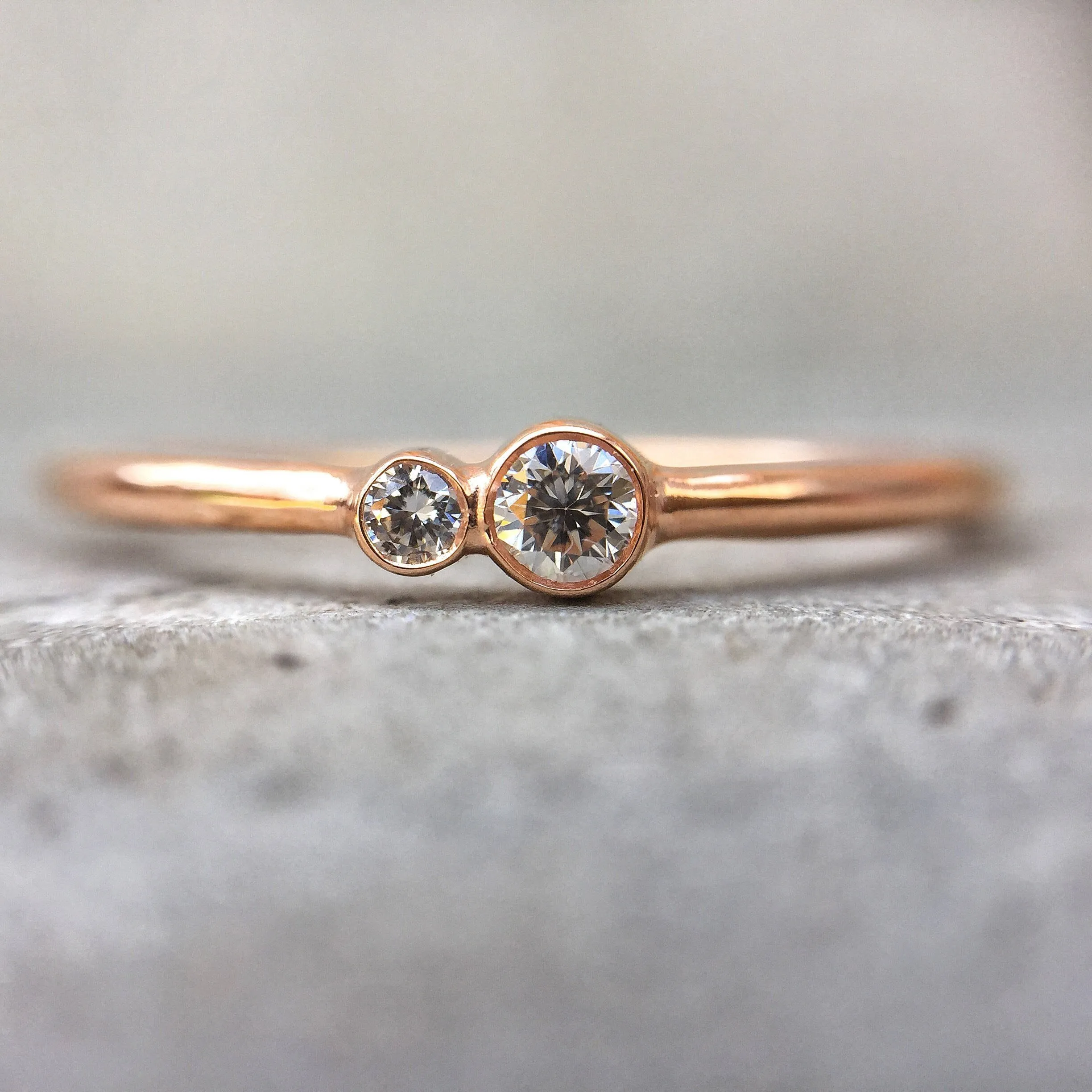 Kissing Diamonds Delicate Gold Ring