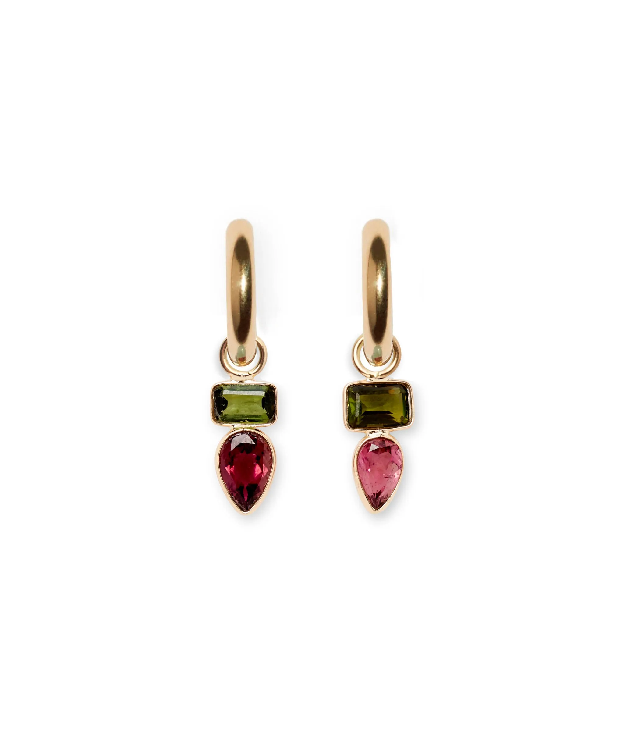 Large Mixed Tourmaline 14k Gold Earring Charm