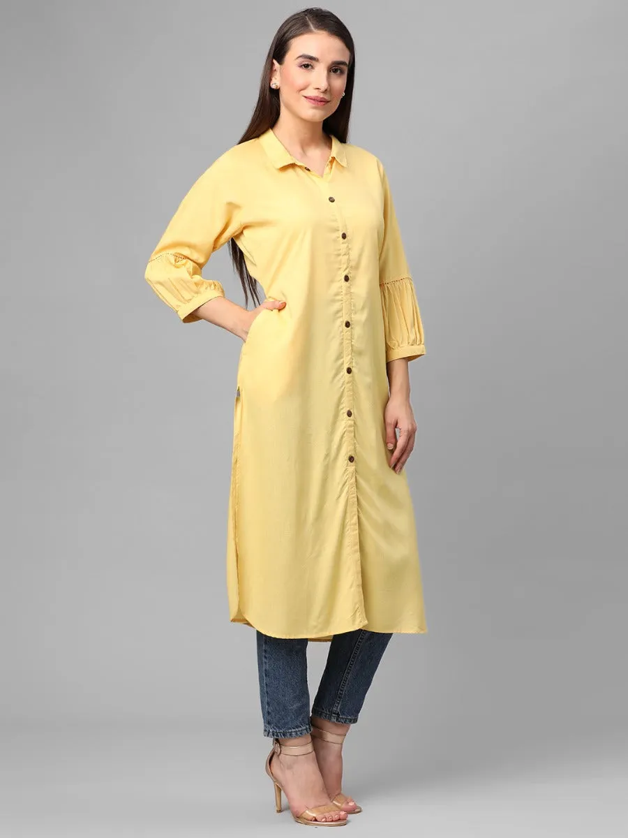 Lemon Yellow Solid Kurta