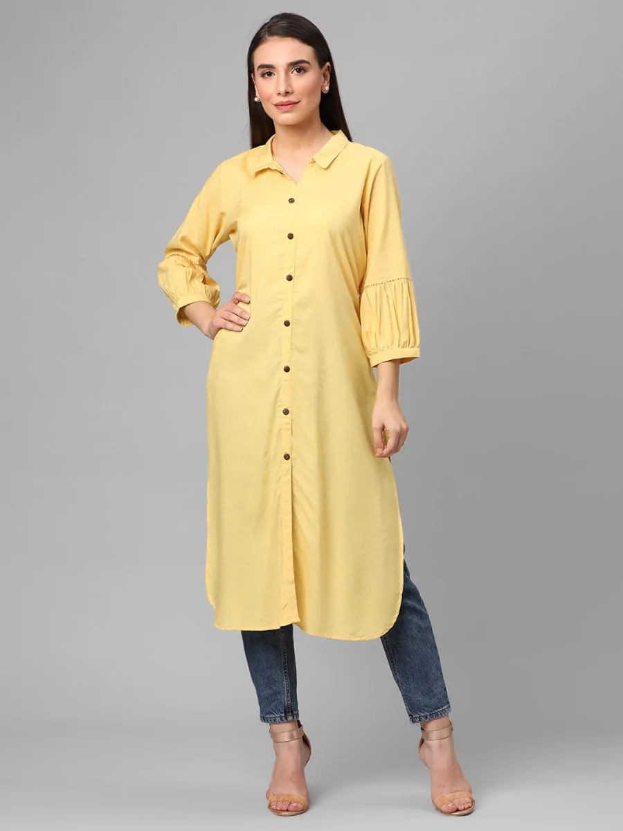 Lemon Yellow Solid Kurta