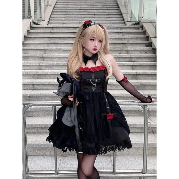 Lovely Rossy Black Misa Misa Style Black Dress ON807