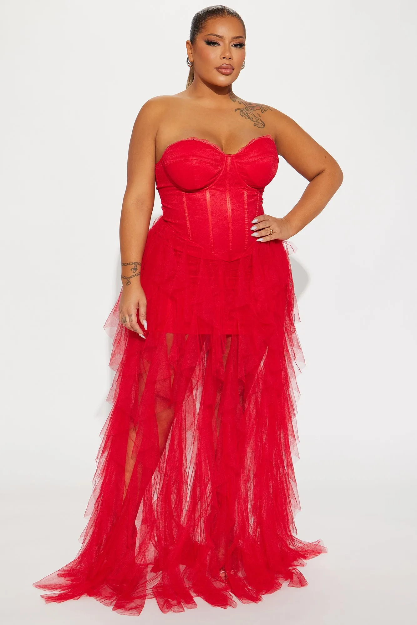 Lucy Tulle Gown - Red