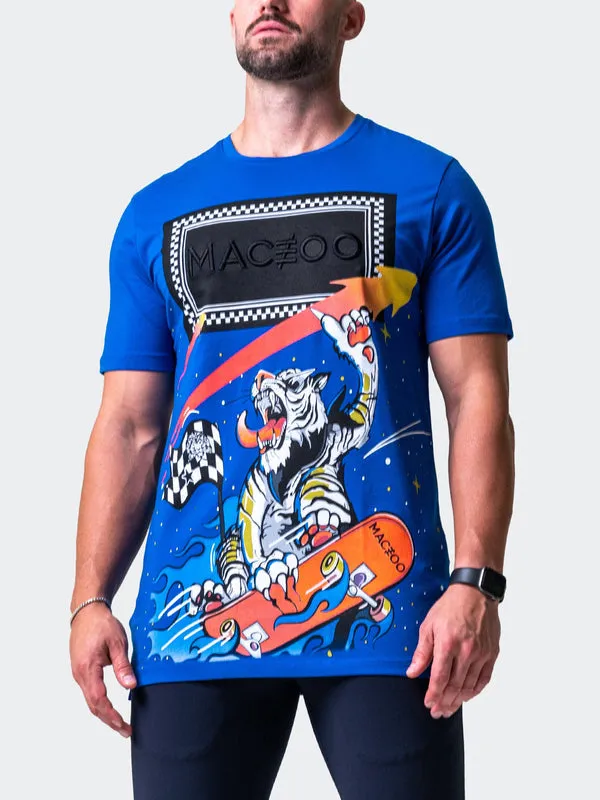 Maceoo Stretch Short-Sleeve Athletic Wear | Tee Skateboard Blue