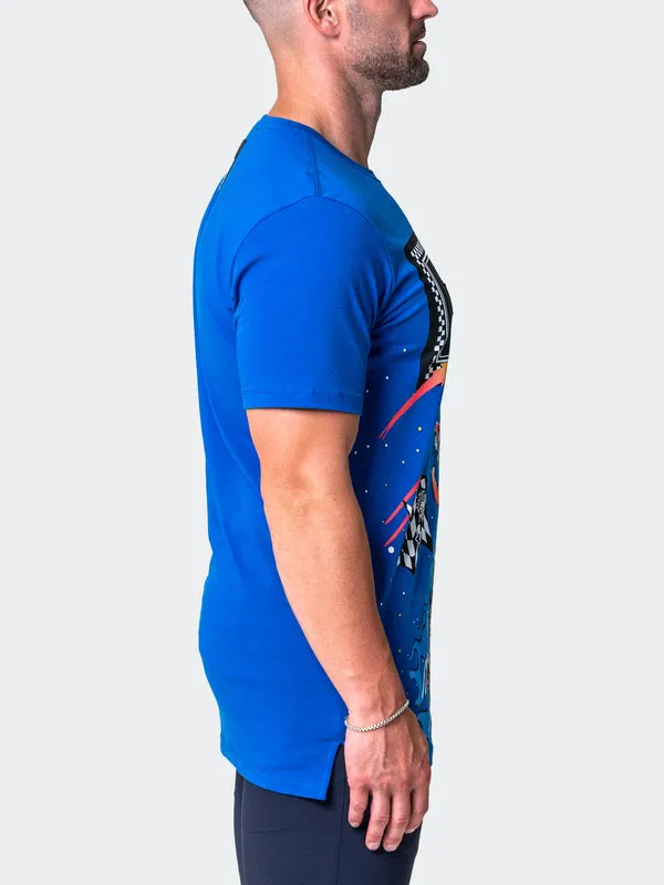 Maceoo Stretch Short-Sleeve Athletic Wear | Tee Skateboard Blue