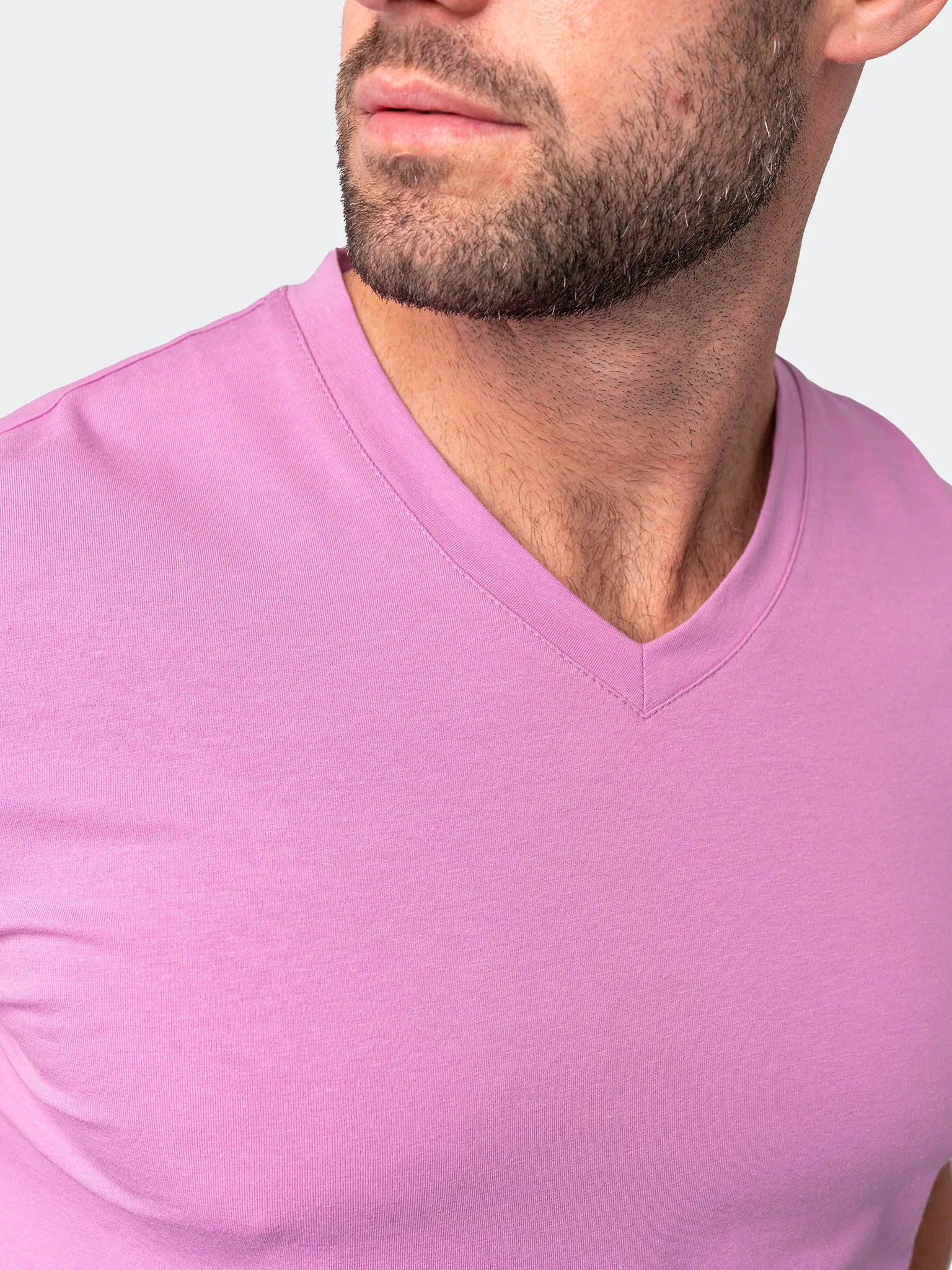 Maceoo Stretch Short-Sleeve Tshirts | V-Neck VivaldiCore Pink