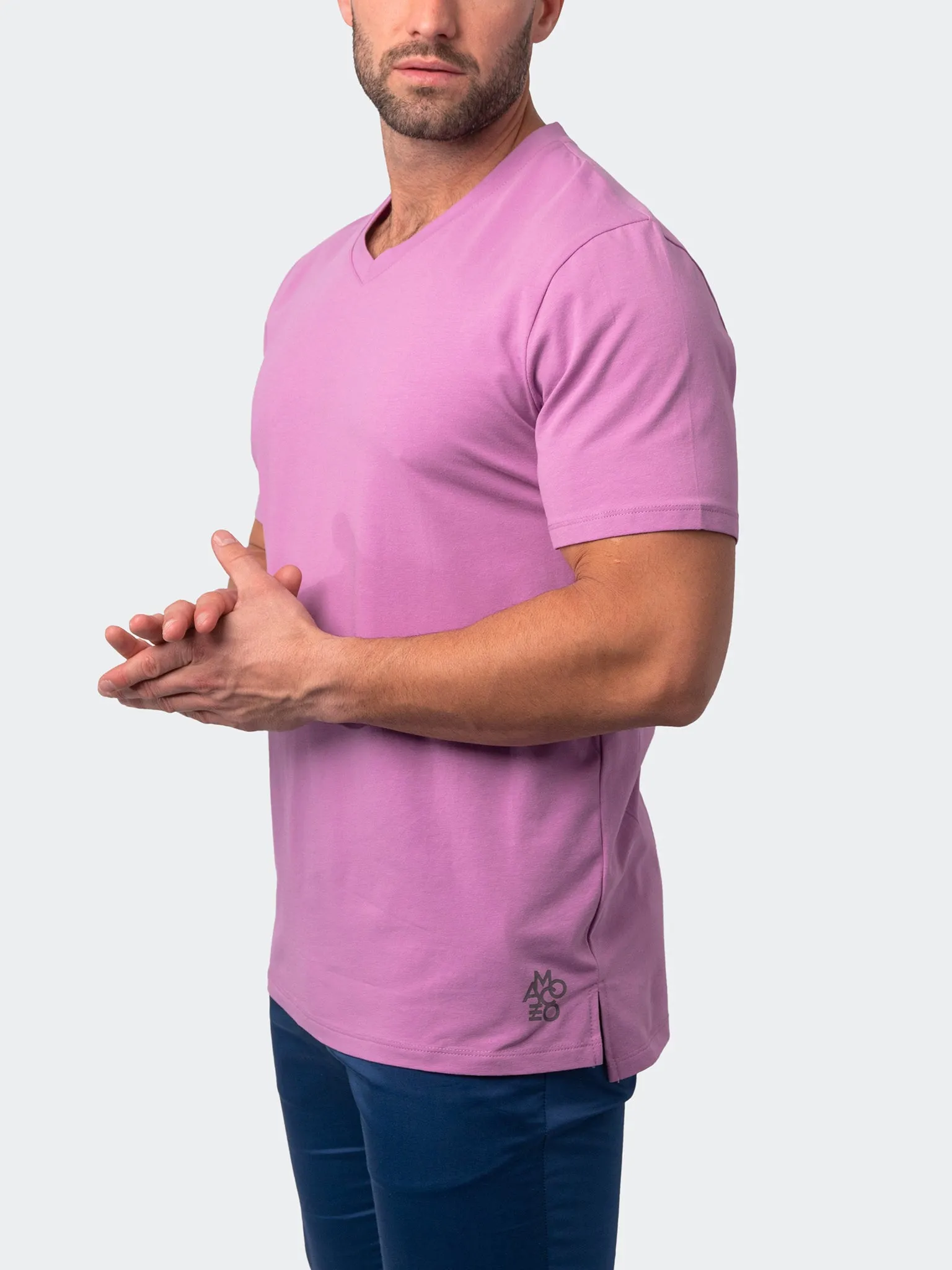 Maceoo Stretch Short-Sleeve Tshirts | V-Neck VivaldiCore Pink