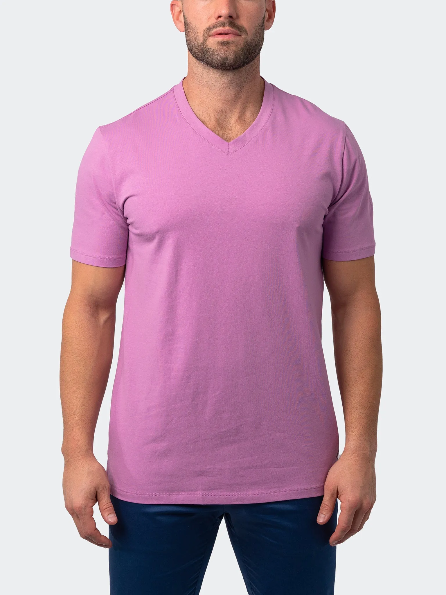 Maceoo Stretch Short-Sleeve Tshirts | V-Neck VivaldiCore Pink