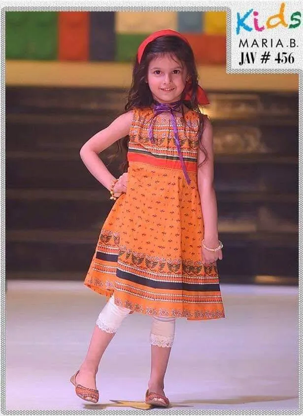 Maria B D-06 Orange kids Wear Lawn Embroidered two piece