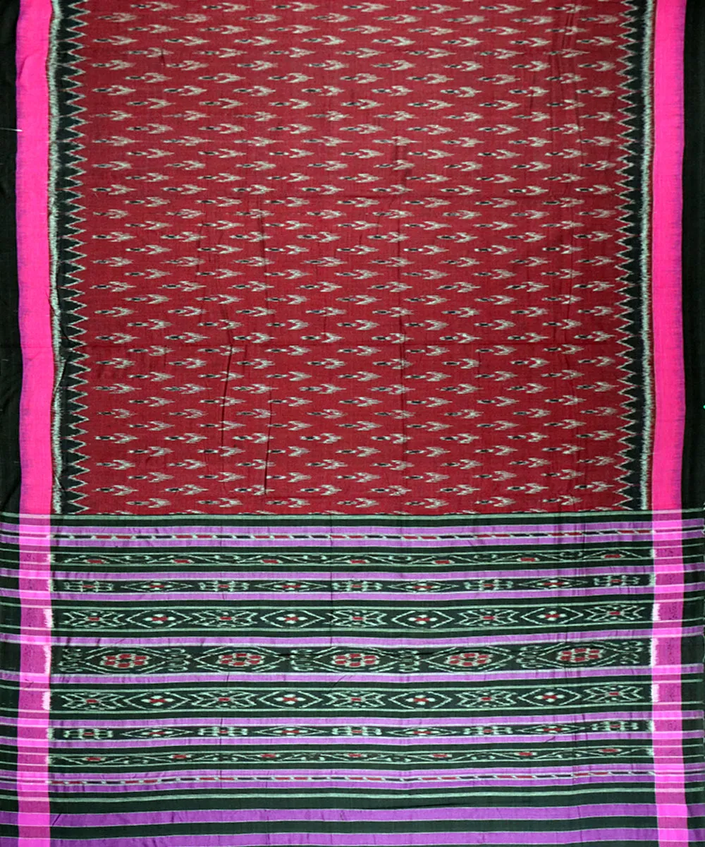 Maroon black pink cotton handloom nuapatna saree