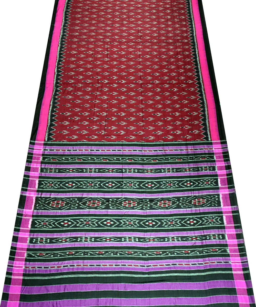 Maroon black pink cotton handloom nuapatna saree