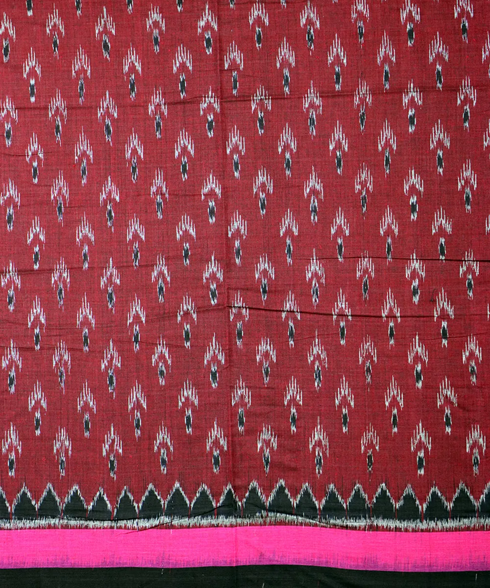 Maroon black pink cotton handloom nuapatna saree