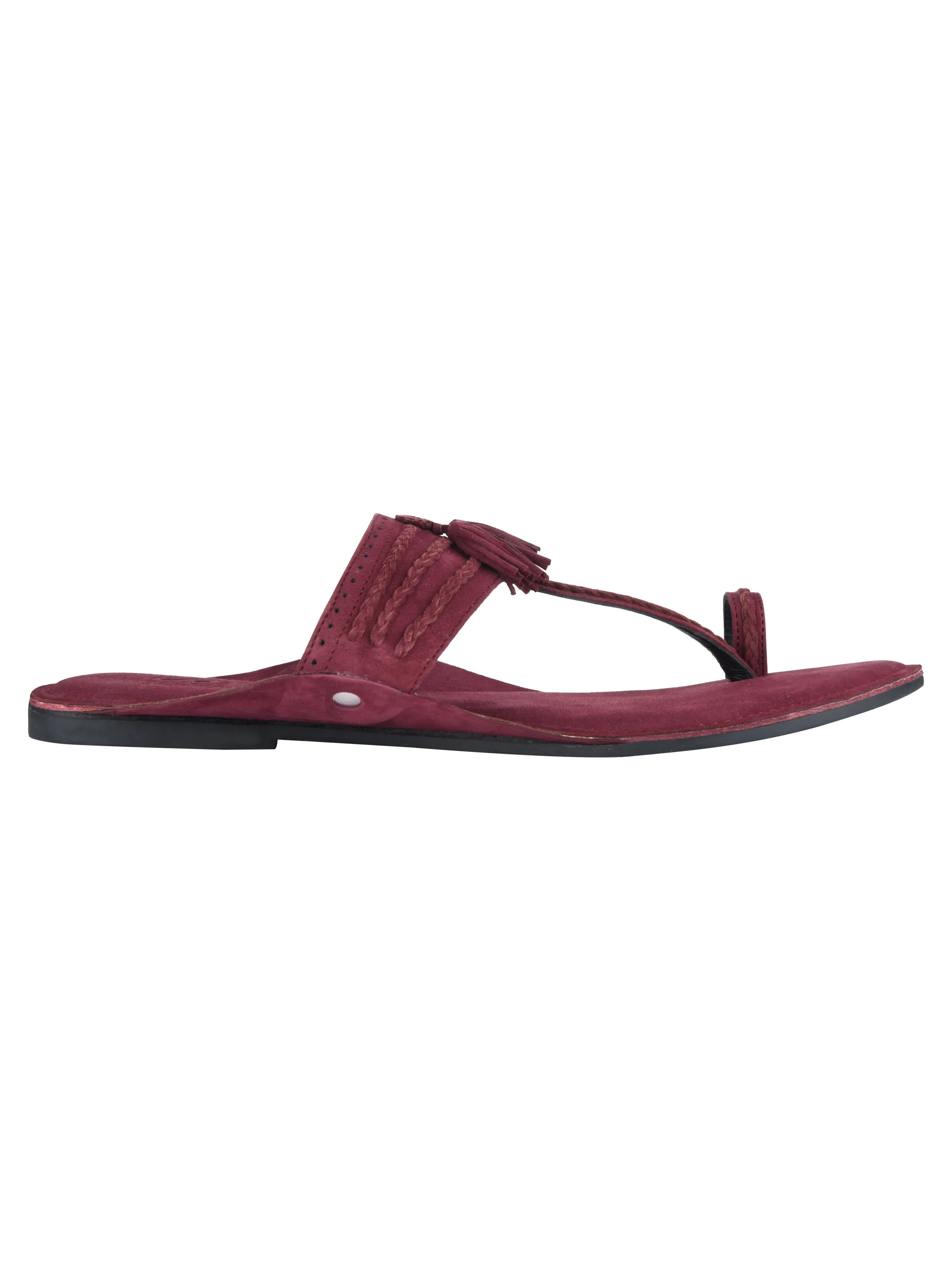 Maroon Braided Kolhapuri For Women