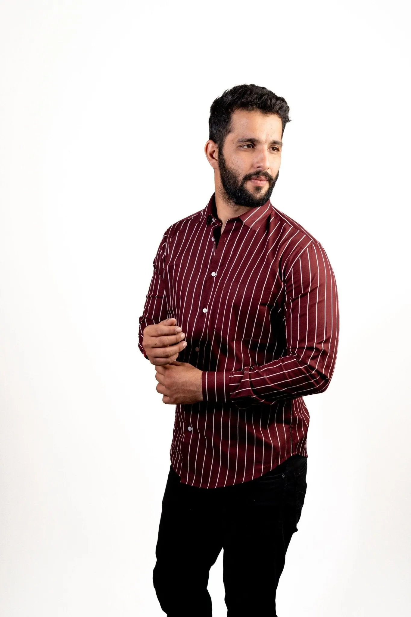 Maroon Color Pure Cotton Lining Shirt For Men