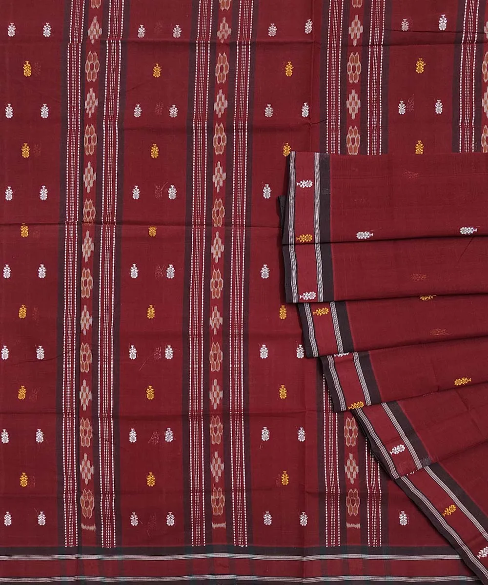 Maroon Cotton Handwoven Odisha Ikat Saree