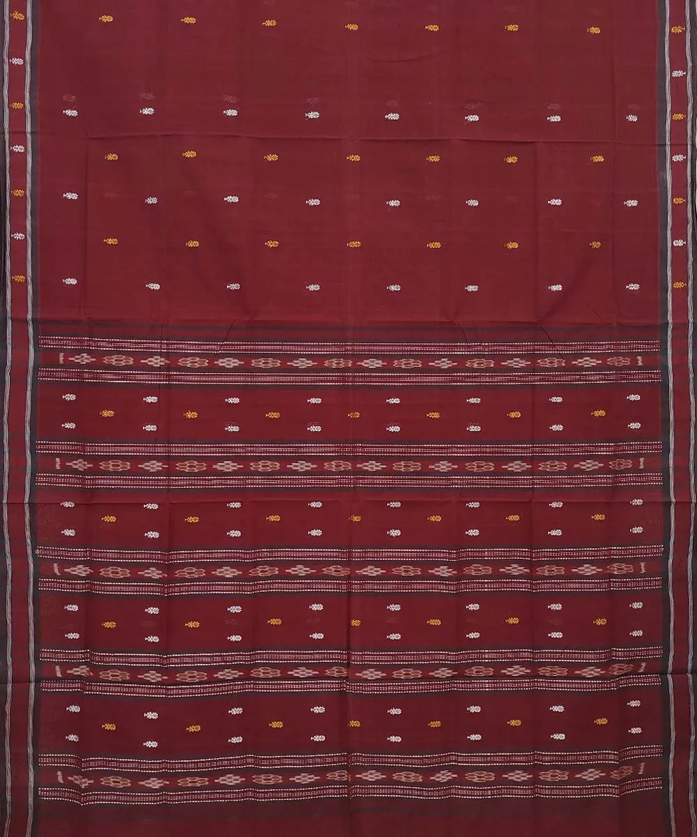 Maroon Cotton Handwoven Odisha Ikat Saree