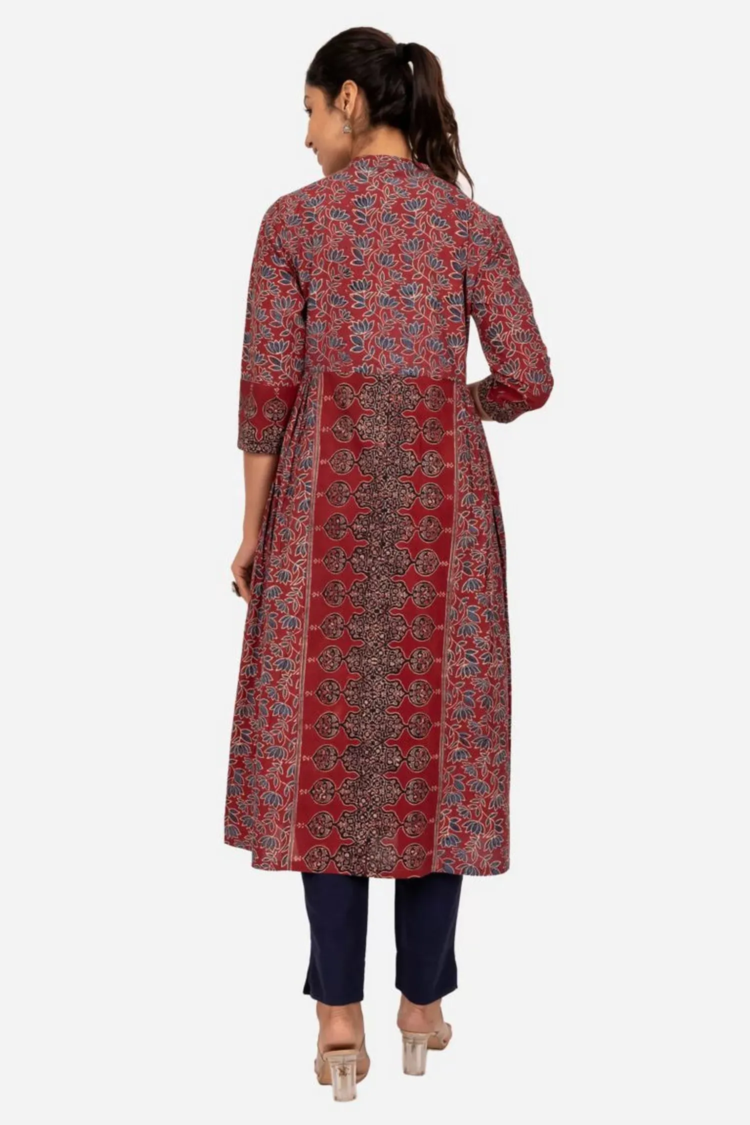 Maroon Front Open Kurta