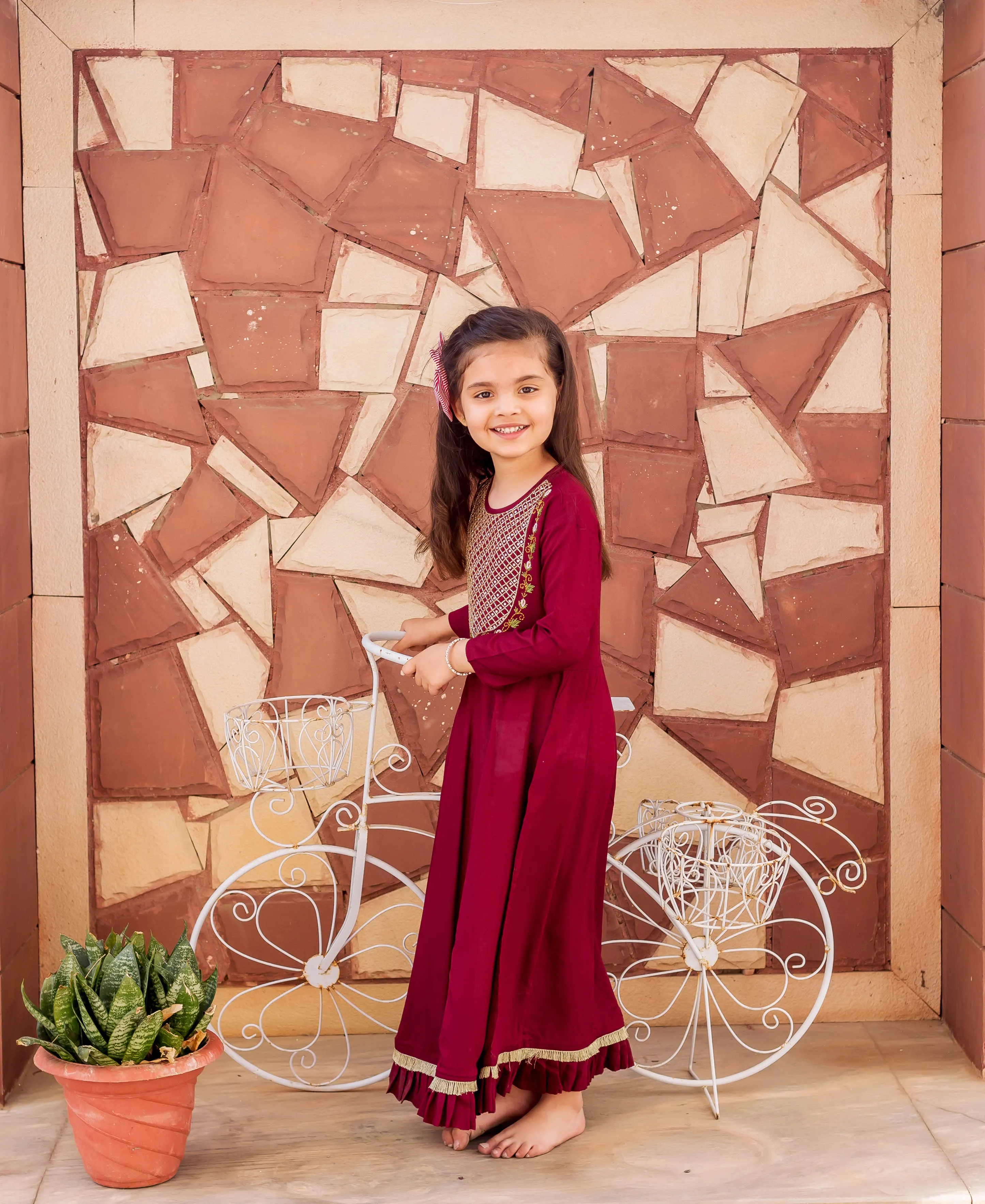 Maroon Hand Embroidered Dress