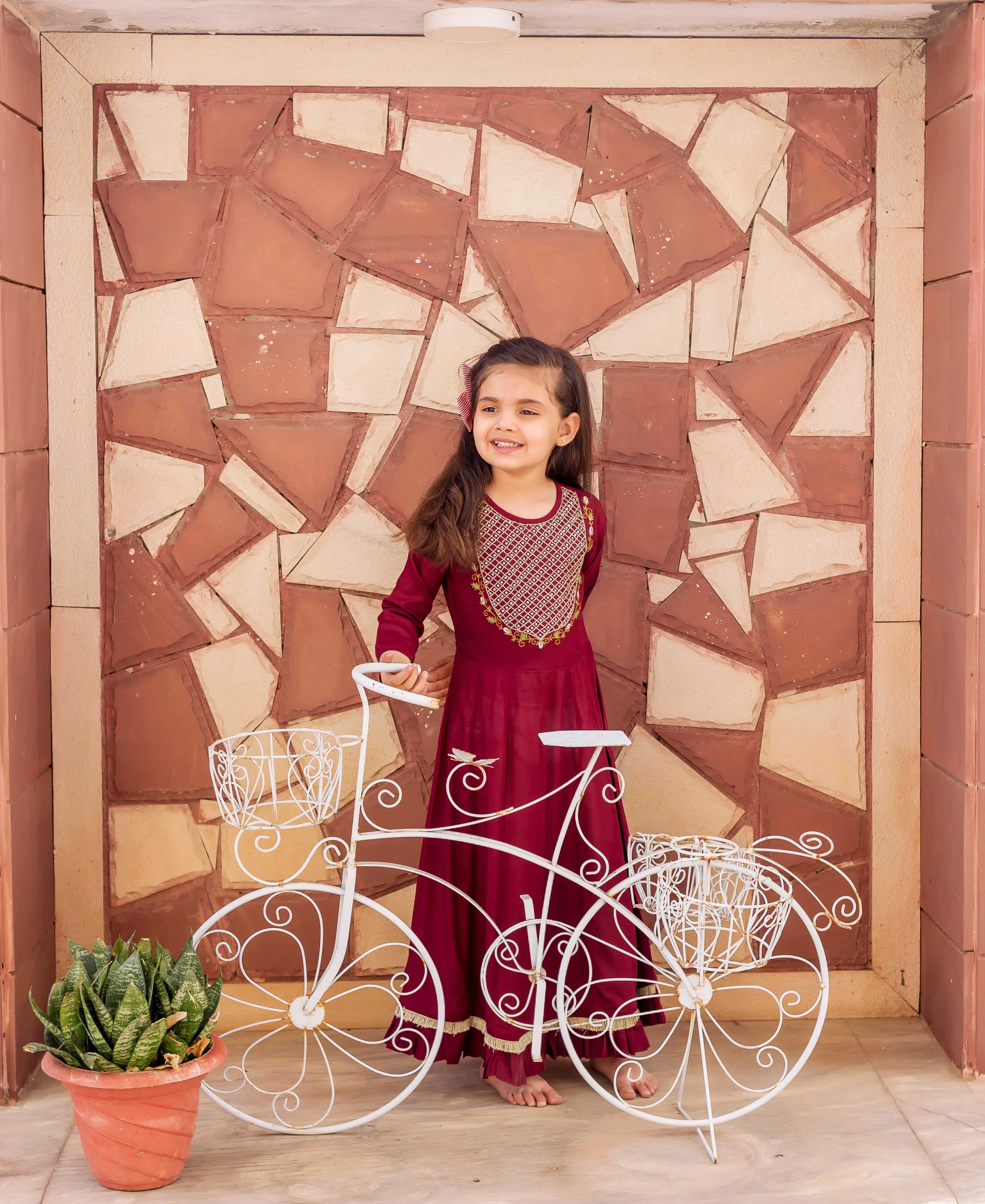 Maroon Hand Embroidered Dress