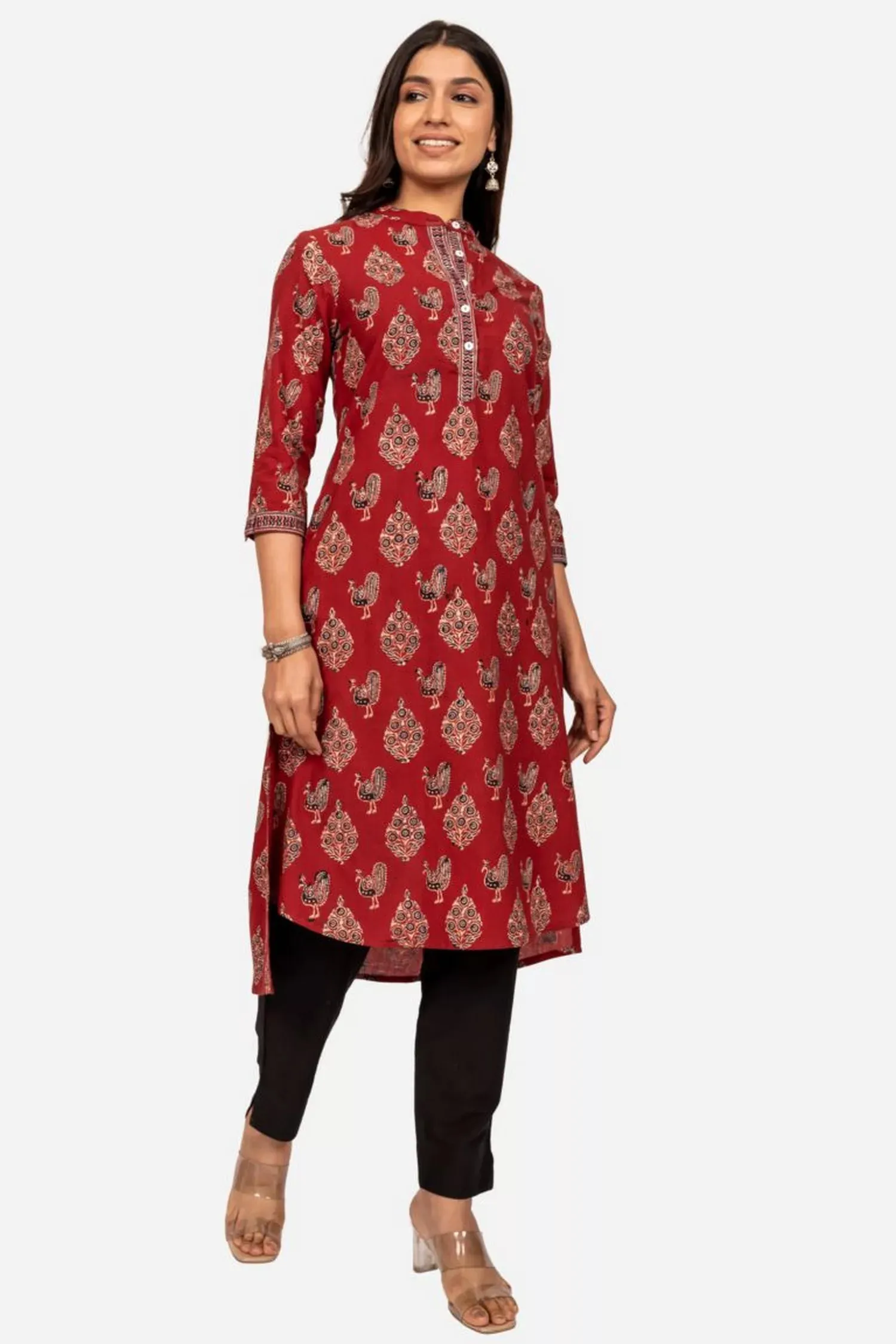 Maroon High Low Kurta