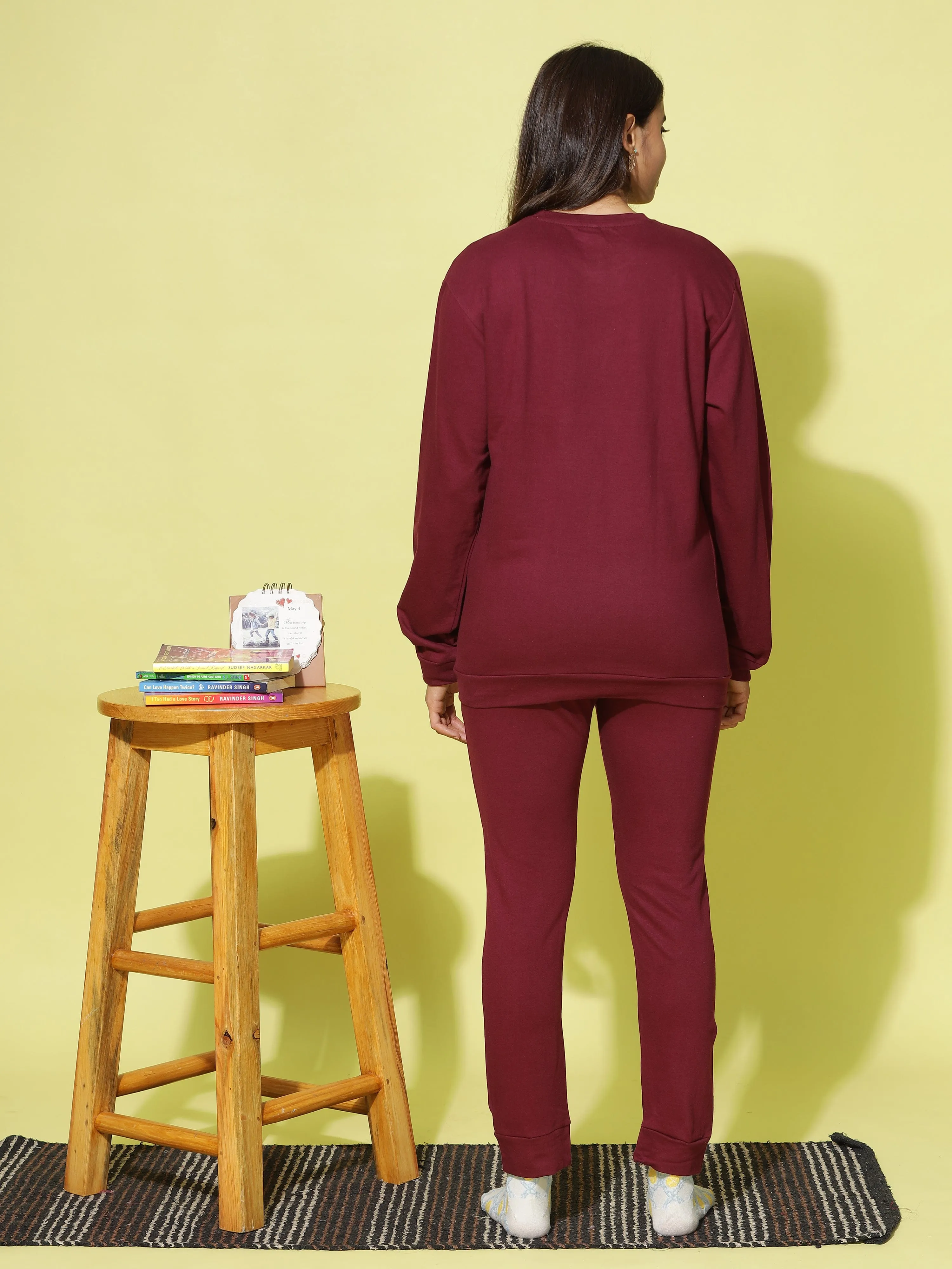 Maroon Hosiery Cotton Track Suit