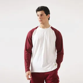 Maroon White Relax Fit Raglan